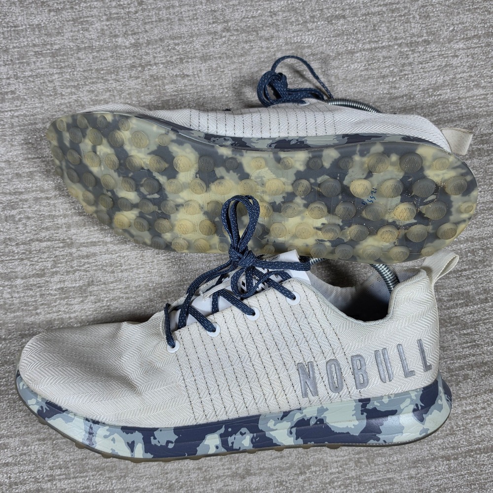 NOBULL Ripstop Runner Mens 12.5 Beige Blue Camo Training Sneakers